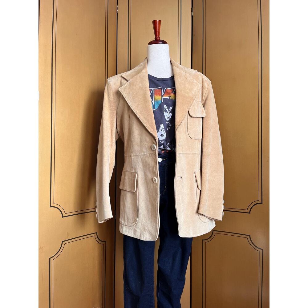 Vintage suede jacket in beige, size 6